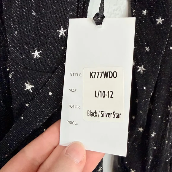 Unique Vintage Celestial Dream Gown Black Silver Star Maxi Dress L - Picture 11 of 15